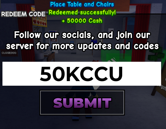 Karinderya showing a successful 50KCCU redemption for 50,000 Cash
